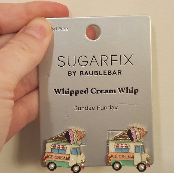 SUGARFIX by BaubleBar 'Whipped Cream Whip' Sundae Funday Ice Cream Earrings NWT - Picture 1 of 3